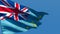 The national flag of Tuvalu flutters in the wind against a blue sky