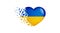 National flag of Ukraine in heart illustration. With love to Ukraine country. The national flag of Ukraine fly out small hearts