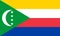 National Flag Union of the Comoros, Four horizontal stripes of yellow, white, red and blue,  with a green chevron based on the