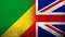 National flag of United Kingdom Great Britain Union Jack with Congo-Brazzaville National flag. Grunge background