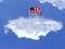 The national flag of the United States. on a cloud
