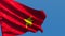 The national flag of Vietnam is flying in the wind