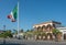 National flag on wide central plaza, San Jose del Cabo Centro, Mexico