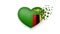 National flag of Zambia in heart illustration. With love to Zambia country. The national flag of Zambia fly out small hearts on