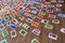 National Flags of all nations in th World, brown background