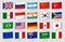 National flags fabric tags. G20 countries labels, official country flag tag vector set