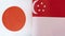 National flags of Japan and the Republic of Singapore close up concept