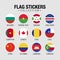 National Flags Of The World Stickers With Names. Circled Flags, Circular Design Stickers