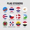 National Flags Of The World Stickers With Names. Circled Flags, Circular Design Stickers