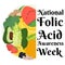 National Folic Acid Awareness Week, design of a postcard or banner about a healthy vitamin