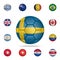 National football ball of Sweden. Detailed set of national soccer balls. Premium graphic design. One of the collection icons for