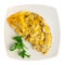 National French dish, omelet made from lightly beaten eggs with milk and herbs