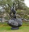 National Gallery of Art Sculpture Garden in winter. Thinker on Rock, bronze,  Washington, D.C., United States