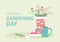 National gardening day horizontal background banner. with text card poster. Vector illustration