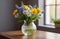 National Grandmothers\\\' Day, International Women\\\'s Day, Mother\\\'s Day, bouquet of wildflowers in a glass vase,