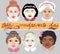 National Grandparents Day. A set of grandmothers` faces different skin colors. Vector illustration on gray background.