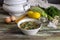 National Greek soup `Magiritsa` close-up