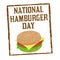 National hamburger day sign or stamp