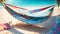 National Hammock Day Celebration with a Colorful Beach Towel.AI Generated