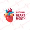 National heart month concept in flat style