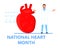 National Heart Month concept vector. Heart diseases with medical bag and EKG. Medical template of hypotension and hypertension