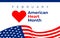 National heart month in February. American flag and heart concept desing. For banner, flyer, poster and social medial