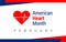 National heart month in February. American flag and heart concept desing. For banner, flyer, poster and social medial