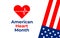 National heart month in February. American flag and heart concept desing. For banner, flyer, poster and social medial