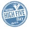 National high five day grunge rubber stamp