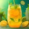 National Iced Tea Day illustration. Set of ice tea with lemons drawing. Iced tea with citrus and mint leaf icon. Glass of lemonade