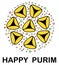 National Jewish holiday. Purim holiday concept. Hand drawn vector illustration in doodle style.