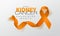 National Kidney Cancer Awareness Month. Orange Color Ribbon Isolated On Transparent Background. Vector Design Template