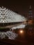 National Library and Al Faisallyah piramid shape building at night with reflections  in after rain pond lake #Riyadh