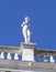 National Library of St Mark`s Biblioteca Marciana, statue at the top, Venice, Italy