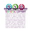 National lottery promotional poster with numbered balls and sample text