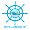 National Maritime Day with rudder and anchor and ship.