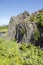 National Natural Monument named Panska skala, columnar jointed basalt rock in Kamenicky senov village in Czech republic