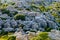 National natural reserve landscape with rocks, mountains, erosion, karst, hike in The Sierra del Torcal, Andalusia, Antequera,