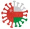 The national of Oman flag with corona virus or bacteria