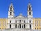 National palace of Mafra. Neighborhood of Lisbon, Portugal. Franciscan monastery. Baroque architecture style. Concept of travel