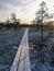 National park Kemeri. Wetland reserve in Latvia. Tourist route in the nature reserve.