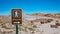 The National Park with petrified woods is an area for hiking as the sign shows. Petrified Forest, Arizona, US