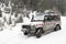 NATIONAL PARK RETEZAT, ROMANIA, 4 DECEMBER, 2019: Salvamont rescue car in the outdoors, Retezat Mountains, Romania.