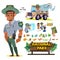 National Park Service employees or staff, Forest officer character set. job and career in national park concept -