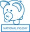National Pig Day icon, Pig day icon, Pig blue vector icon.