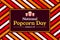 National Popcorn day wallpaper with colorful shapes, popcorn baskets and typography