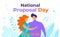 National Proposal Day vector illustration. A man and a woman in love, a girlfriend and a boyfriend together. Banner for social