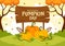 National Pumpkin Day Vector Illustration on 26 October with Cute Cartoon Style Pumpkin Character on Garden Background Hand Drawn