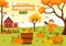 National Pumpkin Day Vector Illustration on 26 October with Cute Cartoon Style Pumpkin Character on Garden Background Hand Drawn