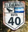 National Route 40, also known as RN40 or `Ruta 40` sign in El Calafate, Argentinian Patagonia